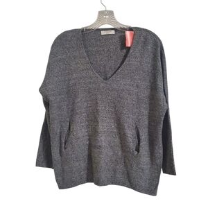 Aritzia Babaton Oversized V-Neck Sweater Front Pockets Dark Gray Size XXS/XS